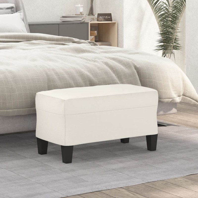 vidaXL Πάγκος Κρεμ 70x35x41 εκ. από Συνθετικό Δέρμα