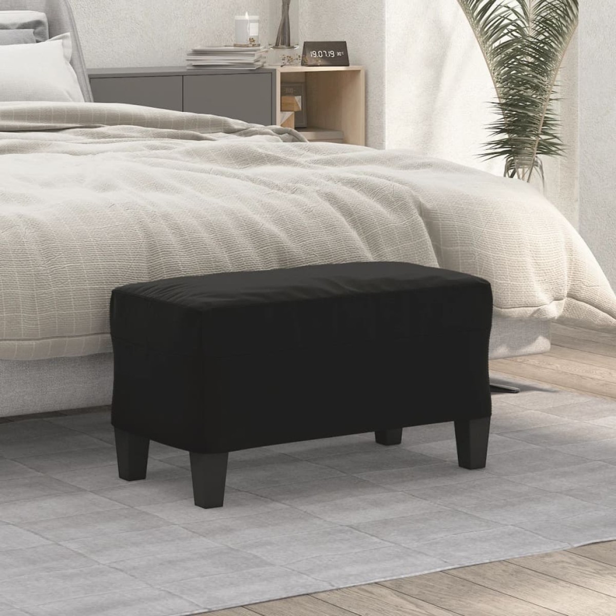 vidaXL Πάγκος Μαύρο 70 x 35 x 41 εκ. από Ύφασμα Μικροϊνών