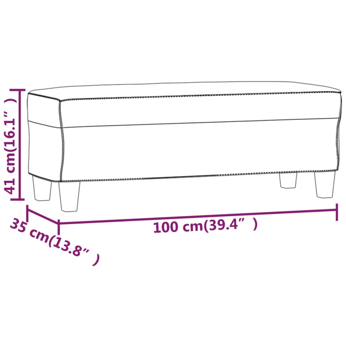 vidaXL Πάγκος Καπουτσίνο 100 x 35 x 41 εκ. από Συνθετικό Δέρμα