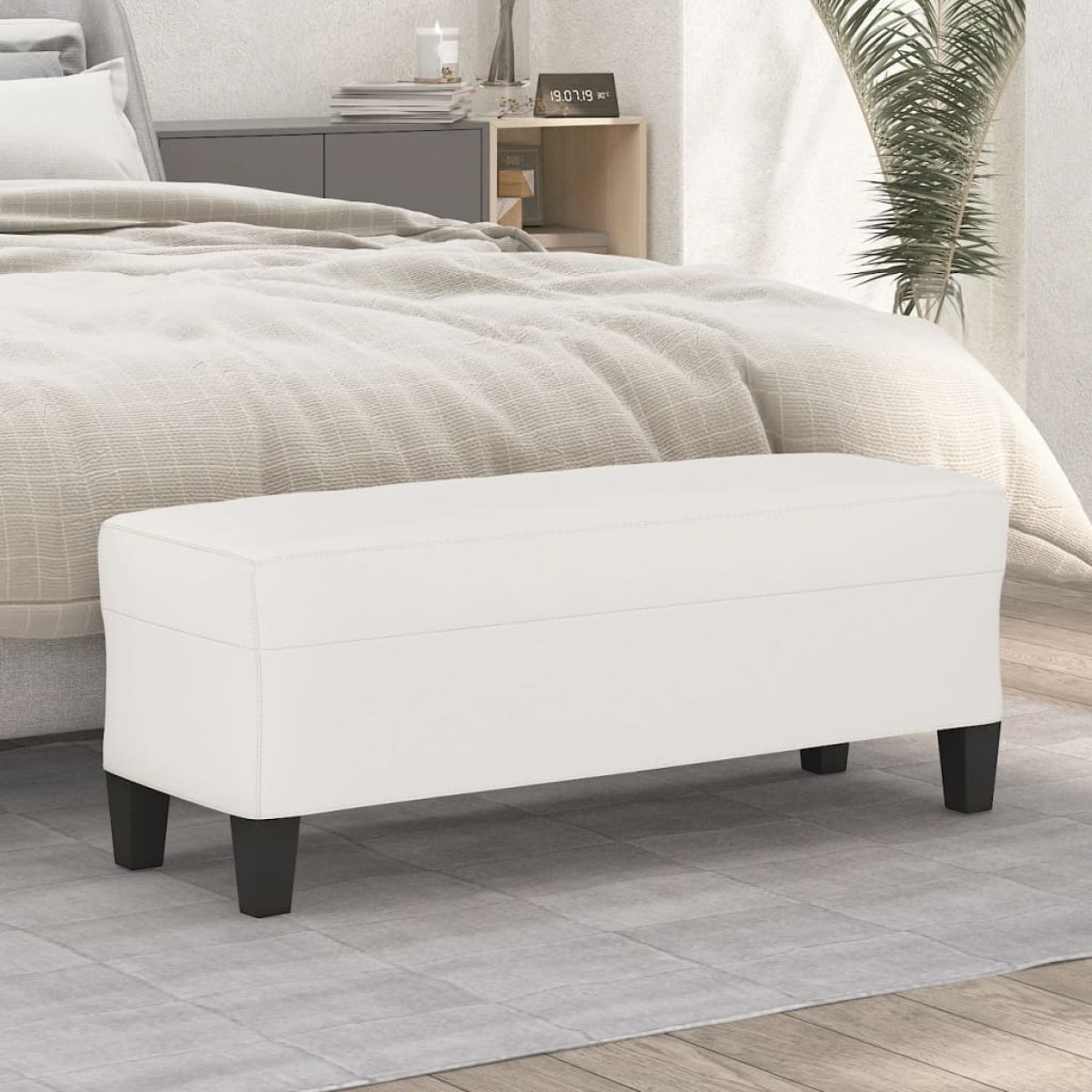 vidaXL Πάγκος Μπεζ 100x35x41 εκ. από Ύφασμα Μικροϊνών