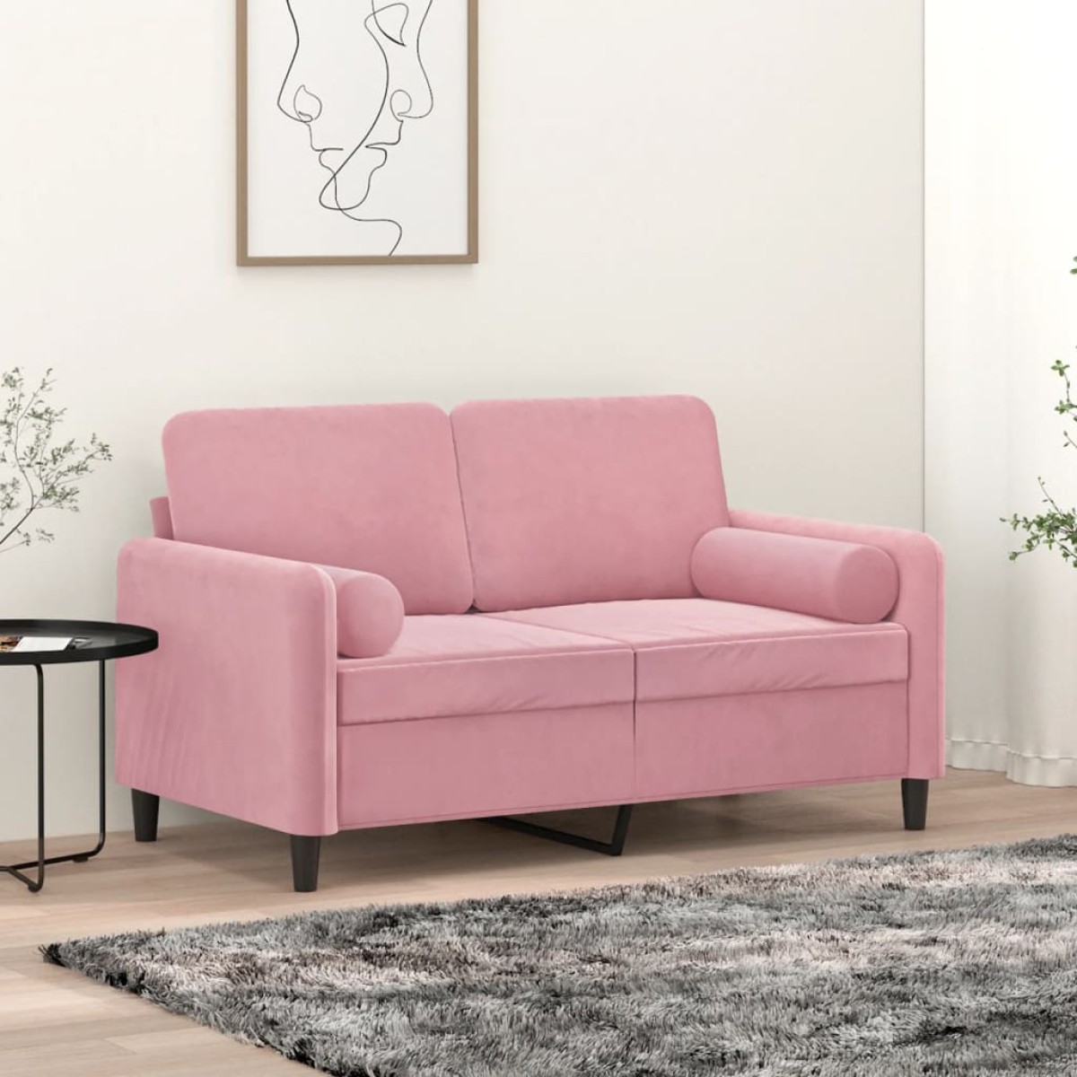 vidaXL Μαξιλάρια Διακοσμητικά 2 τεμ. Ροζ Ø15x50 εκ. Βελούδινα