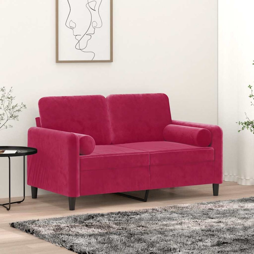 vidaXL Μαξιλάρια Διακοσμητικά 2 τεμ. Μπορντό Ø15x50 εκ. Βελούδινα