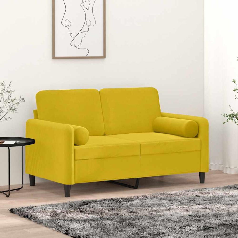 vidaXL Μαξιλάρια Διακοσμητικά 2 τεμ. Κίτρινες Ø15x50 εκ. Βελούδινα