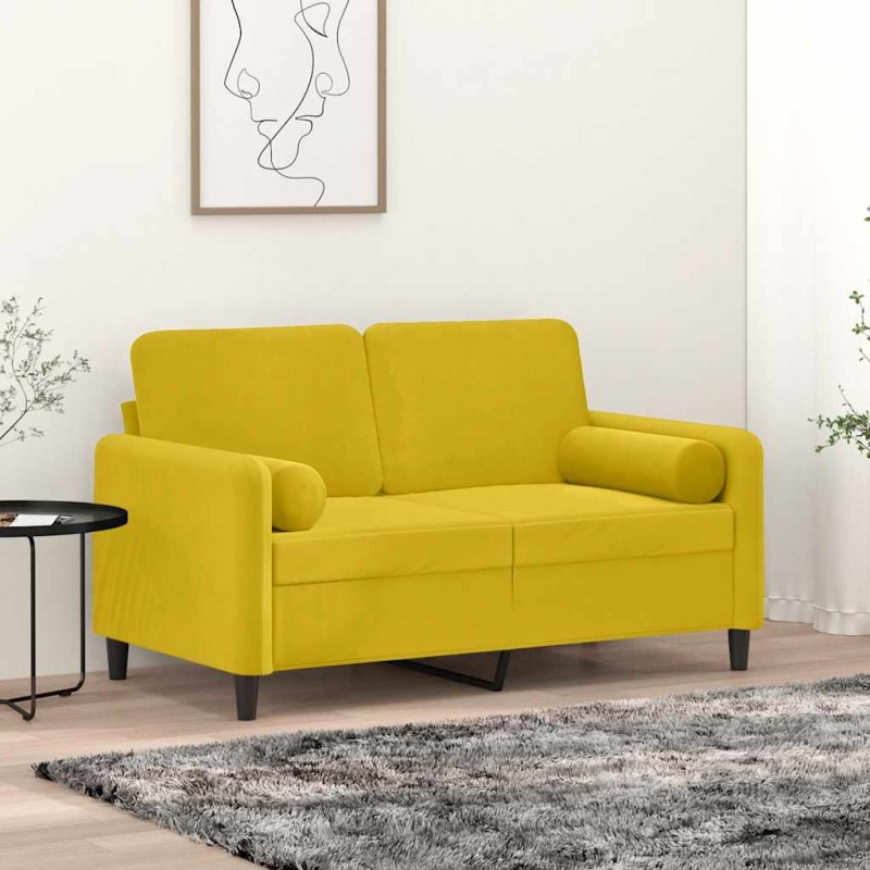 vidaXL Μαξιλάρια Διακοσμητικά 2 τεμ. Κίτρινες Ø15x50 εκ. Βελούδινα