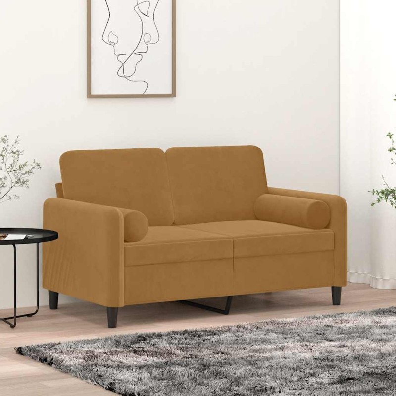 vidaXL Μαξιλάρια Διακοσμητικά 2 τεμ. Καφέ Ø15x50 εκ. Βελούδινα