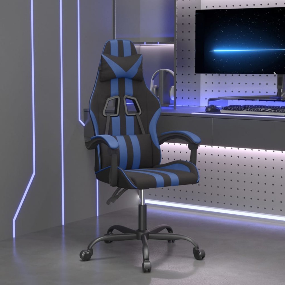 vidaXL Καρέκλα Gaming Περιστρεφόμενη Μαύρη & Μπλε από Συνθετικό Δέρμα