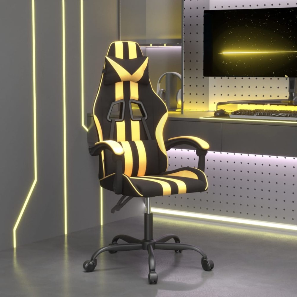 vidaXL Καρέκλα Gaming Περιστρεφόμενη Μαύρη/Χρυσή από Συνθετικό Δέρμα