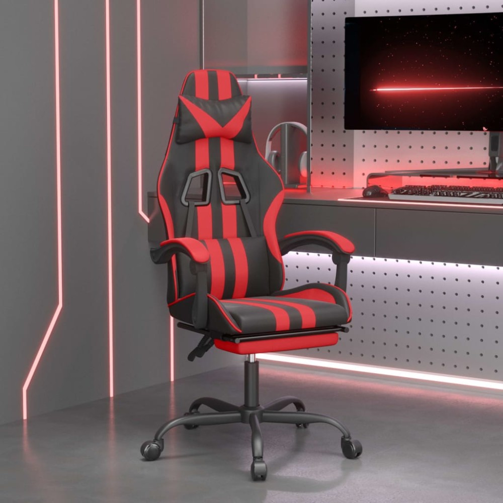 vidaXL Καρέκλα Gaming Περιστρ. Υποπόδιο Μαύρο/Πράσινο Συνθετικό Δέρμα
