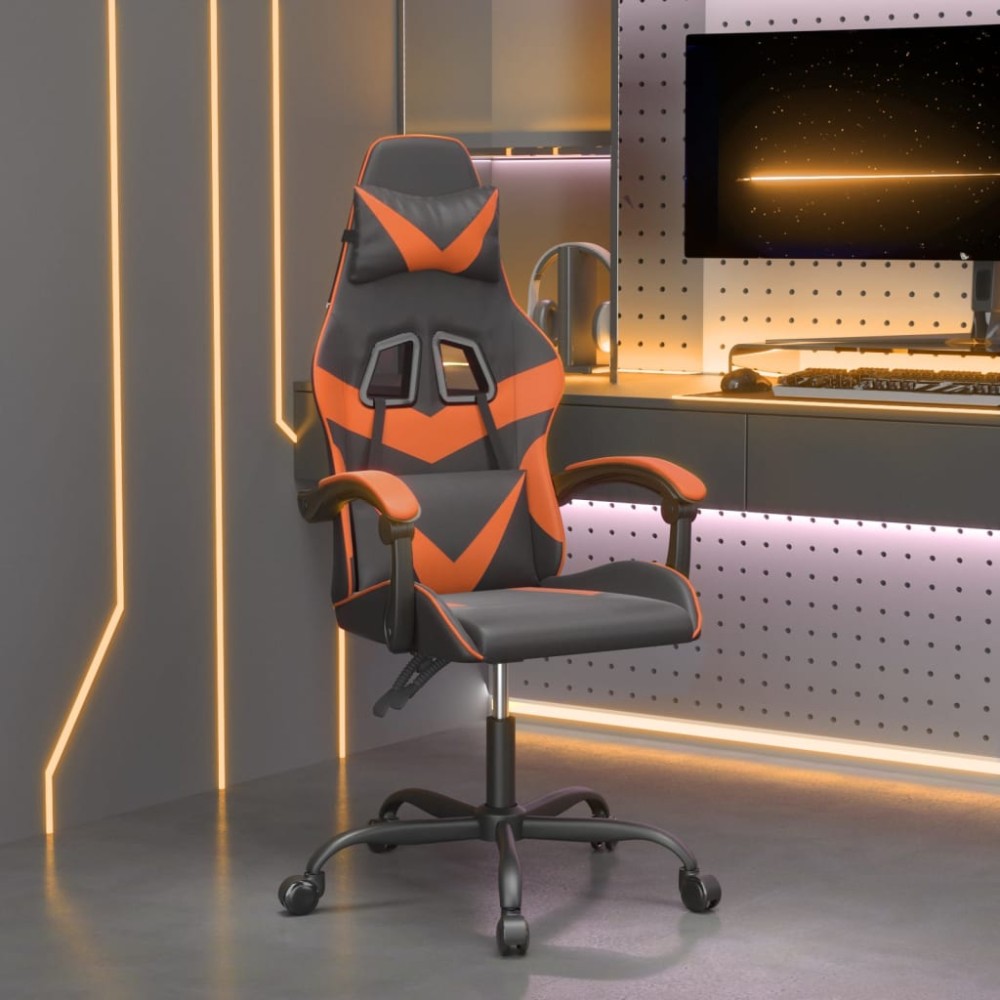 vidaXL Καρέκλα Gaming Περιστρεφόμενη Μαύρη/Πορτοκαλί Συνθετικό Δέρμα