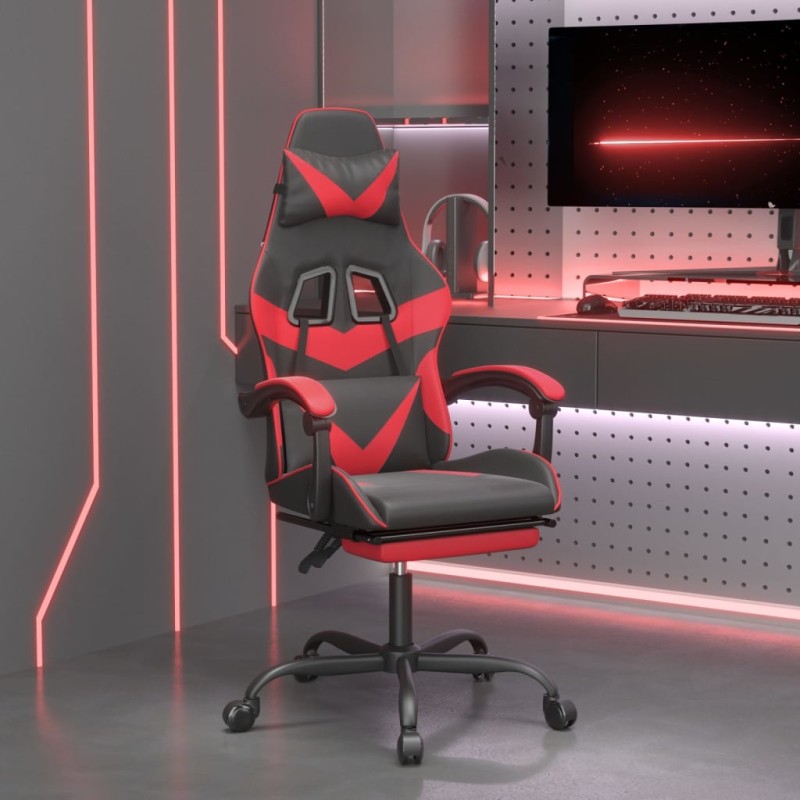 vidaXL Καρέκλα Gaming Περιστρ. Υποπόδιο Μαύρο/Πράσινο Συνθετικό Δέρμα