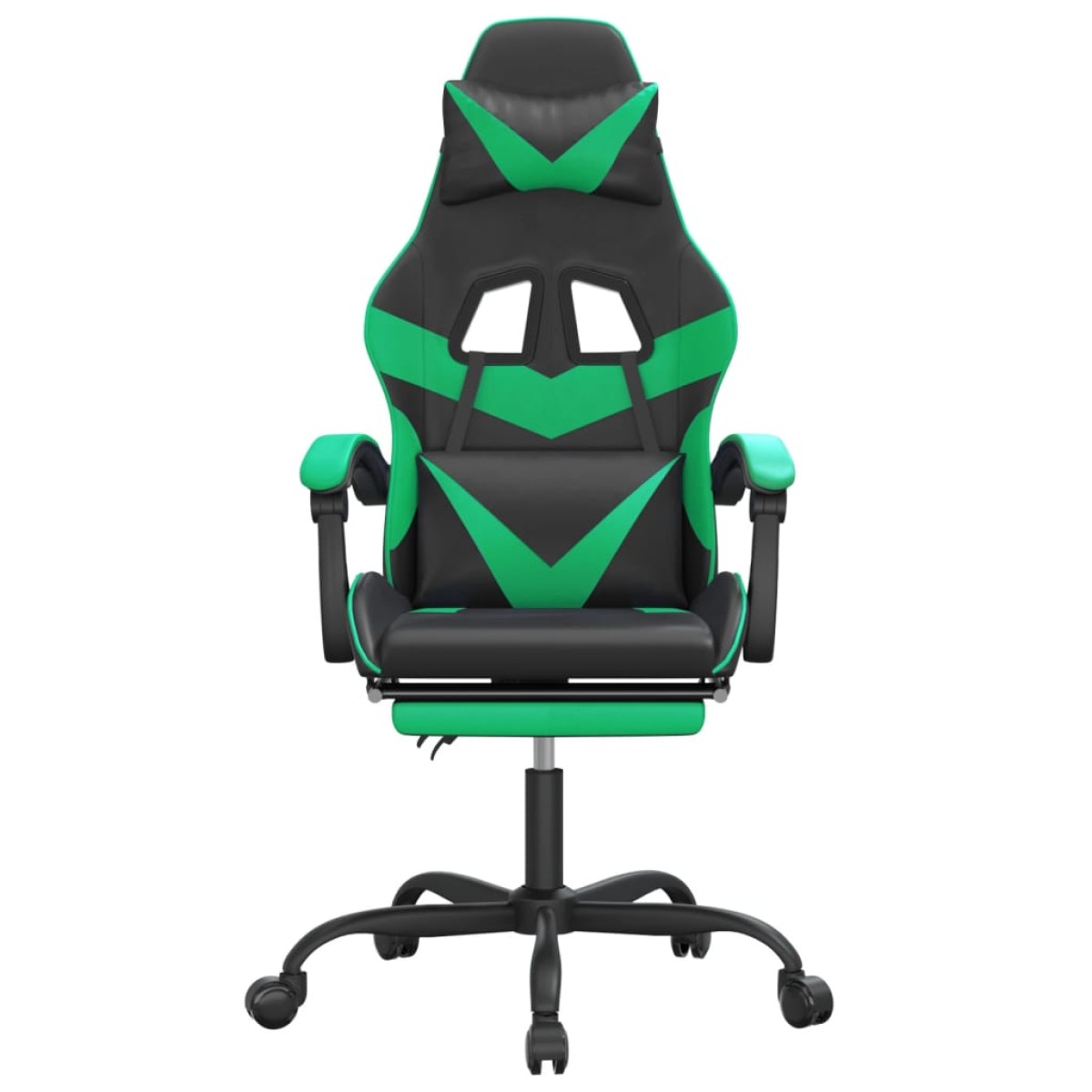vidaXL Καρέκλα Gaming Περιστρ. Υποπόδιο Μαύρο/Πράσινο Συνθετικό Δέρμα