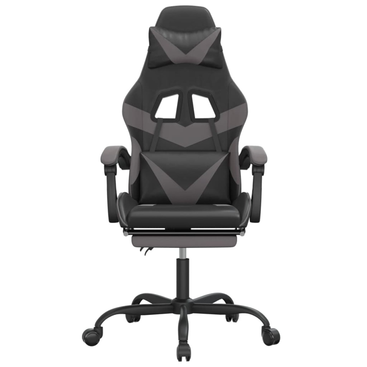 vidaXL Καρέκλα Gaming Περιστρ. Υποπόδιο Μαύρο&Γκρι Συνθετικό Δέρμα