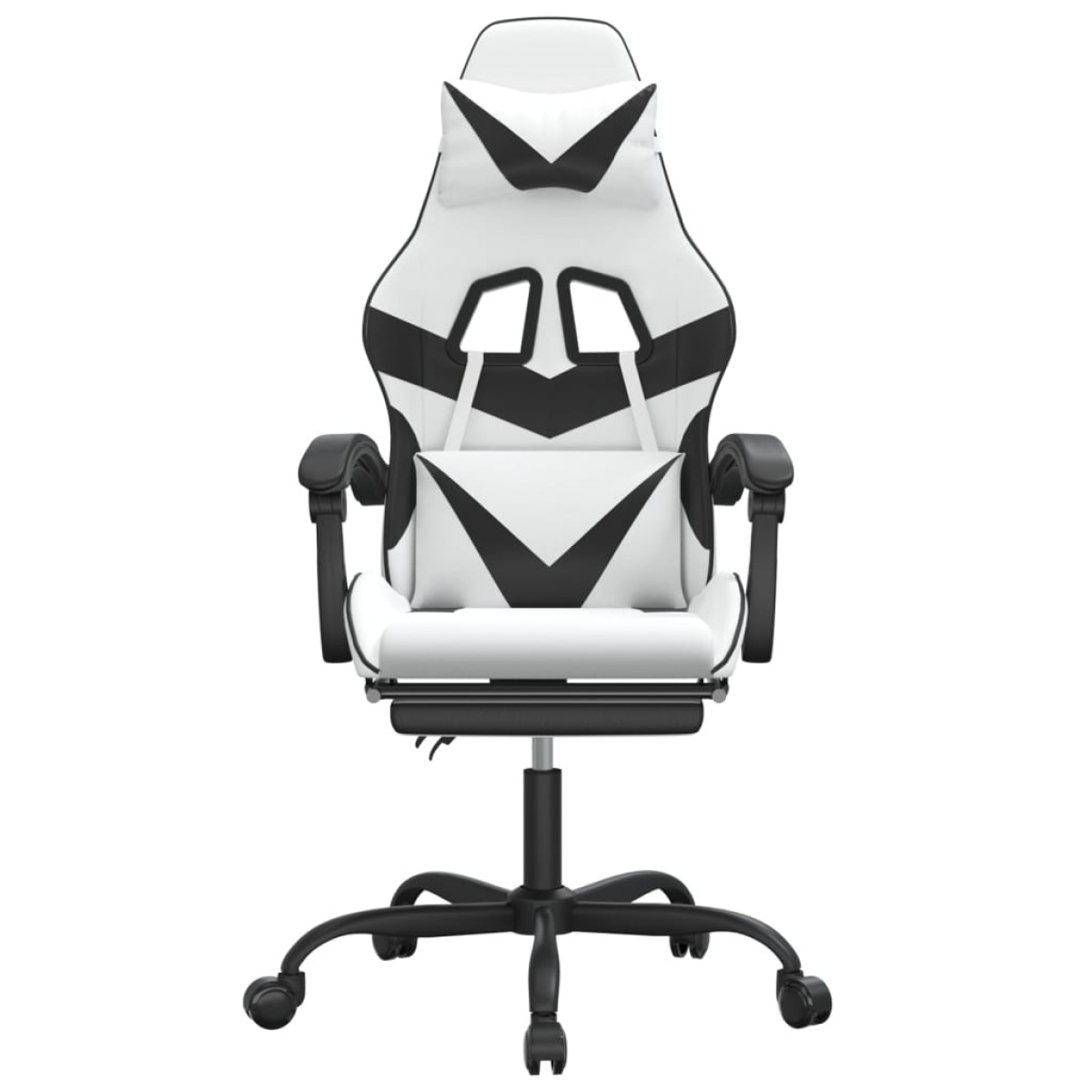 vidaXL Καρέκλα Gaming Περιστρ.Υποπόδιο Λευκό&Μαύρο Συνθετικό Δέρμα