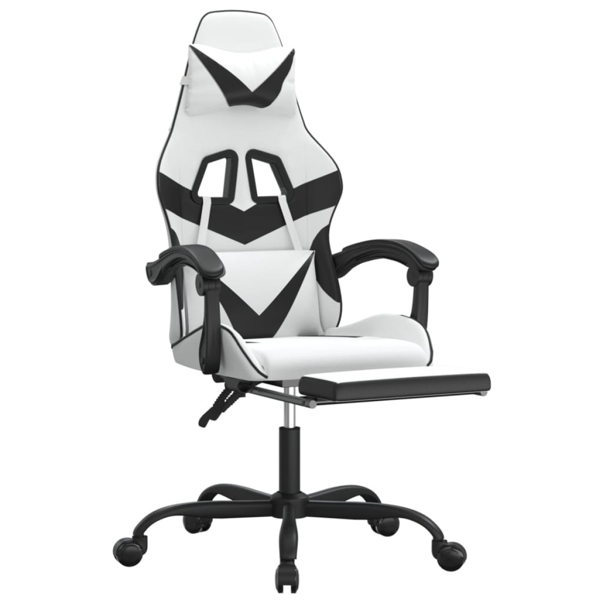 vidaXL Καρέκλα Gaming Περιστρ.Υποπόδιο Λευκό&Μαύρο Συνθετικό Δέρμα