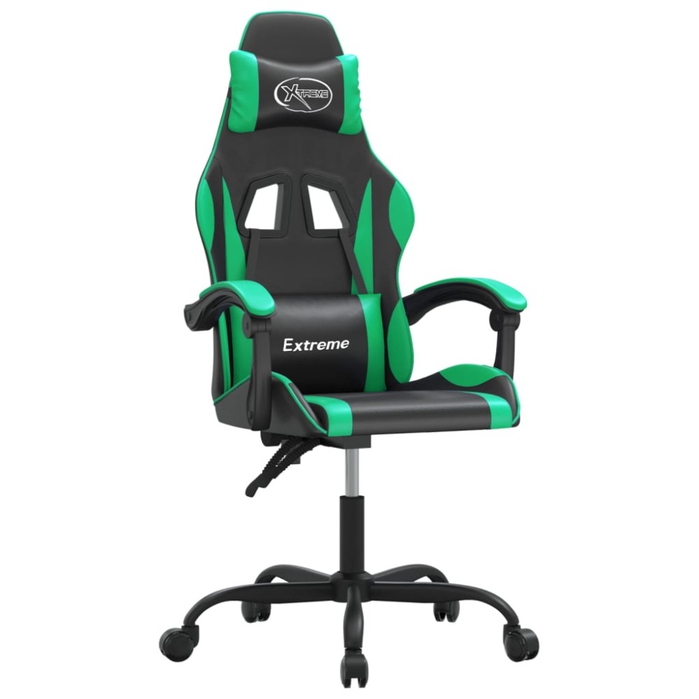 vidaXL Καρέκλα Gaming Περιστρεφόμενη Μαύρη/Πράσινη από Συνθετικό Δέρμα