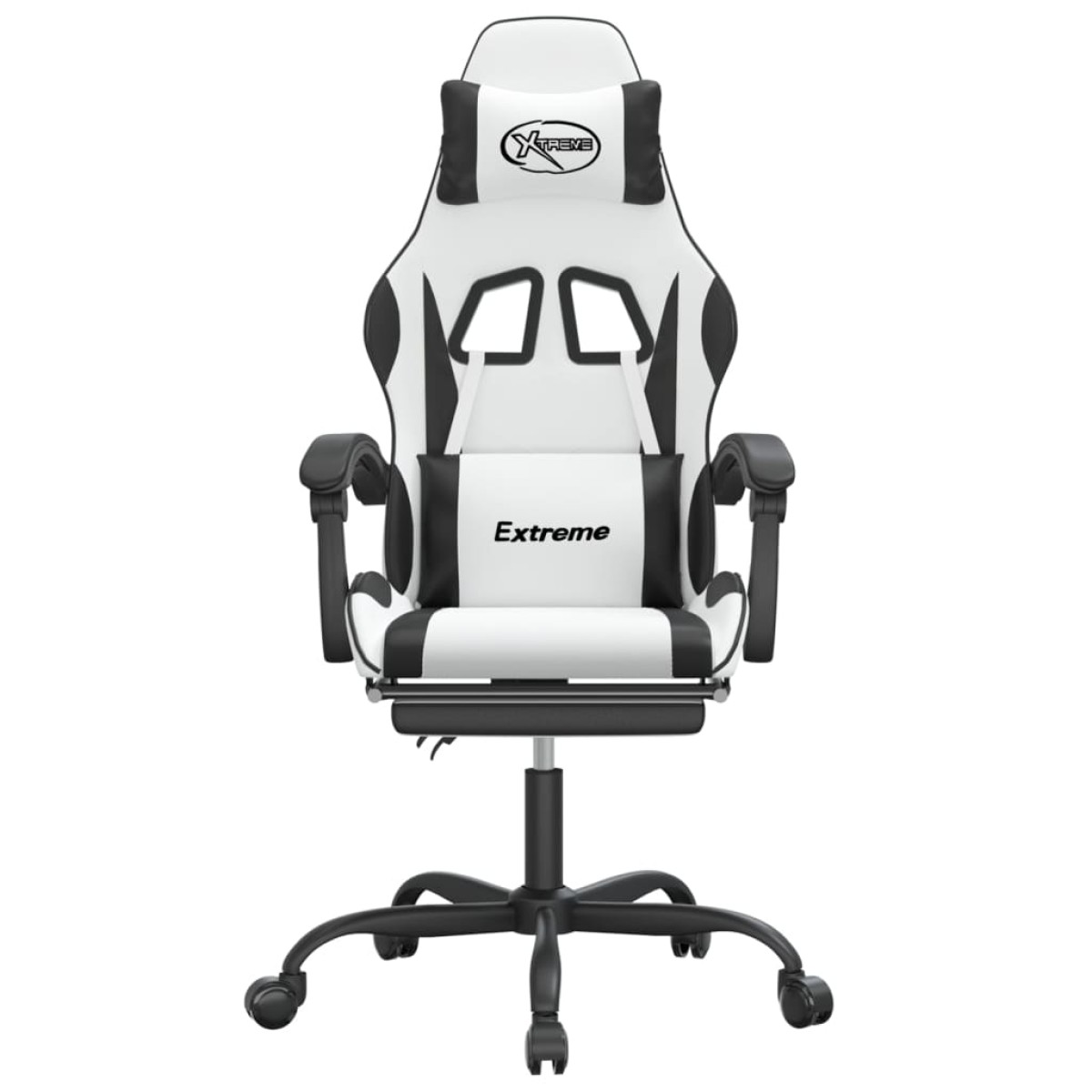 vidaXL Καρέκλα Gaming Περιστρ.Υποπόδιο Λευκό&Μαύρο Συνθετικό Δέρμα