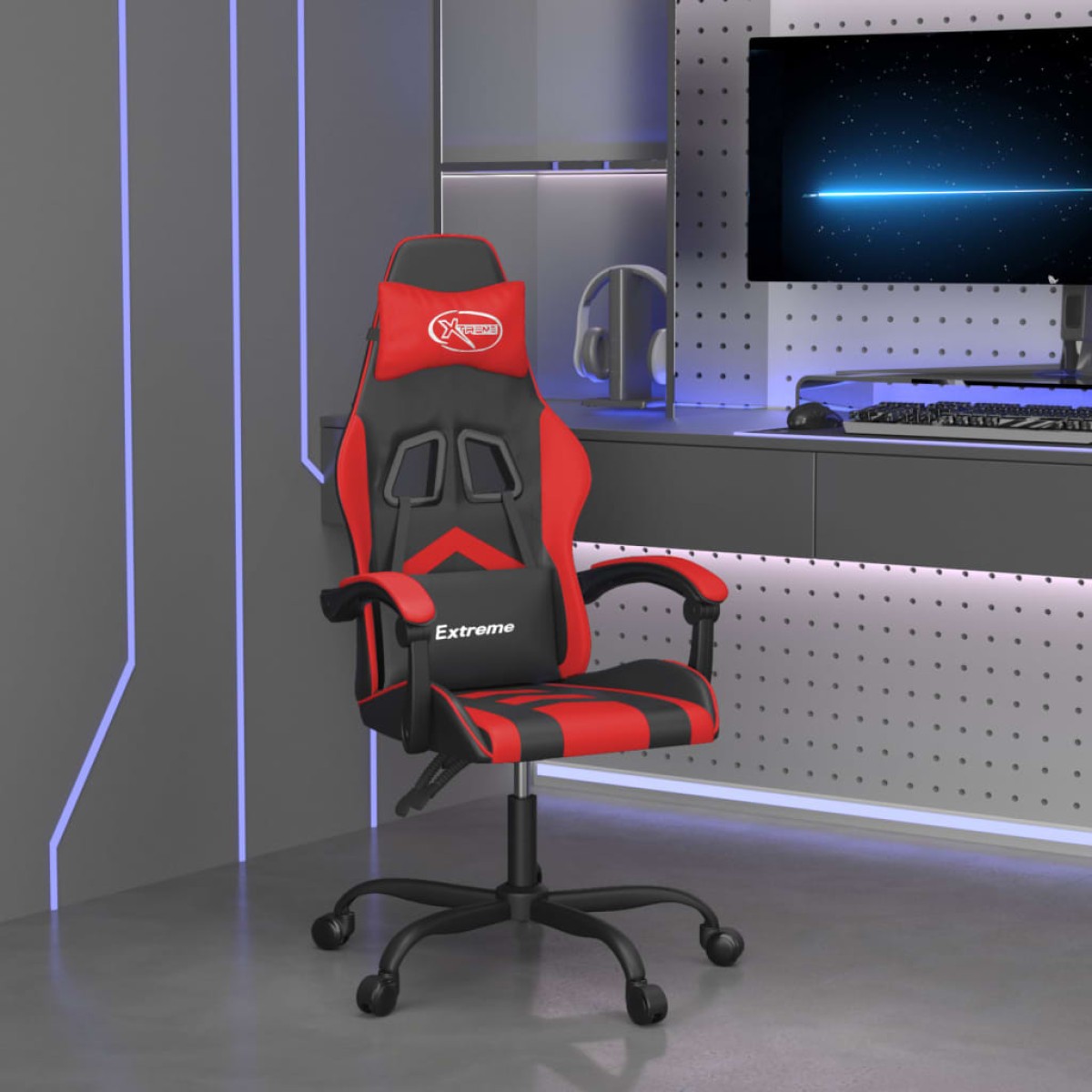 vidaXL Καρέκλα Gaming Περιστρεφόμενη Μαύρη/Κόκκινη από Συνθετικό Δέρμα