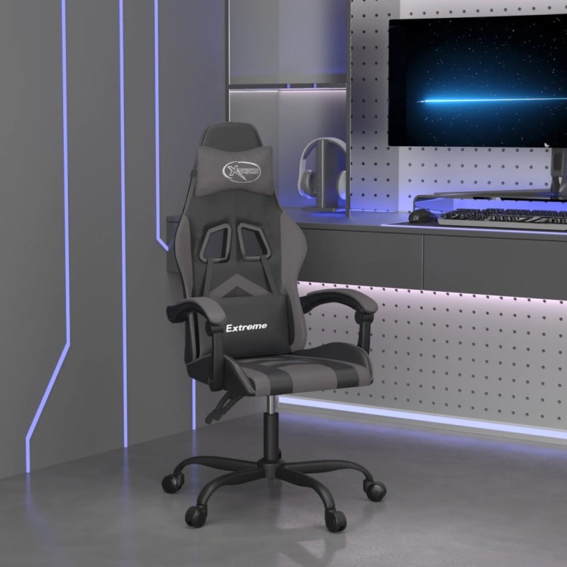 vidaXL Καρέκλα Gaming Περιστρεφόμενη Μαύρη/Γκρι από Συνθετικό Δέρμα