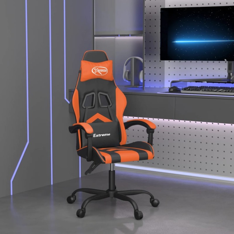 vidaXL Καρέκλα Gaming Περιστρεφόμενη Μαύρη/Πορτοκαλί Συνθετικό Δέρμα