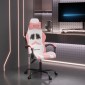 vidaXL Καρέκλα Gaming Περιστρεφόμενη Λευκή και Ροζ από Συνθετικό Δέρμα