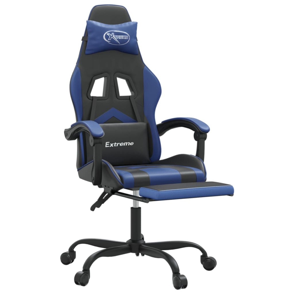 vidaXL Καρέκλα Gaming Περιστρ. Υποπόδιο Μαύρο & Μπλε Συνθετικό Δέρμα