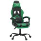 vidaXL Καρέκλα Gaming Περιστρ. Υποπόδιο Μαύρο/Πράσινο Συνθετικό Δέρμα