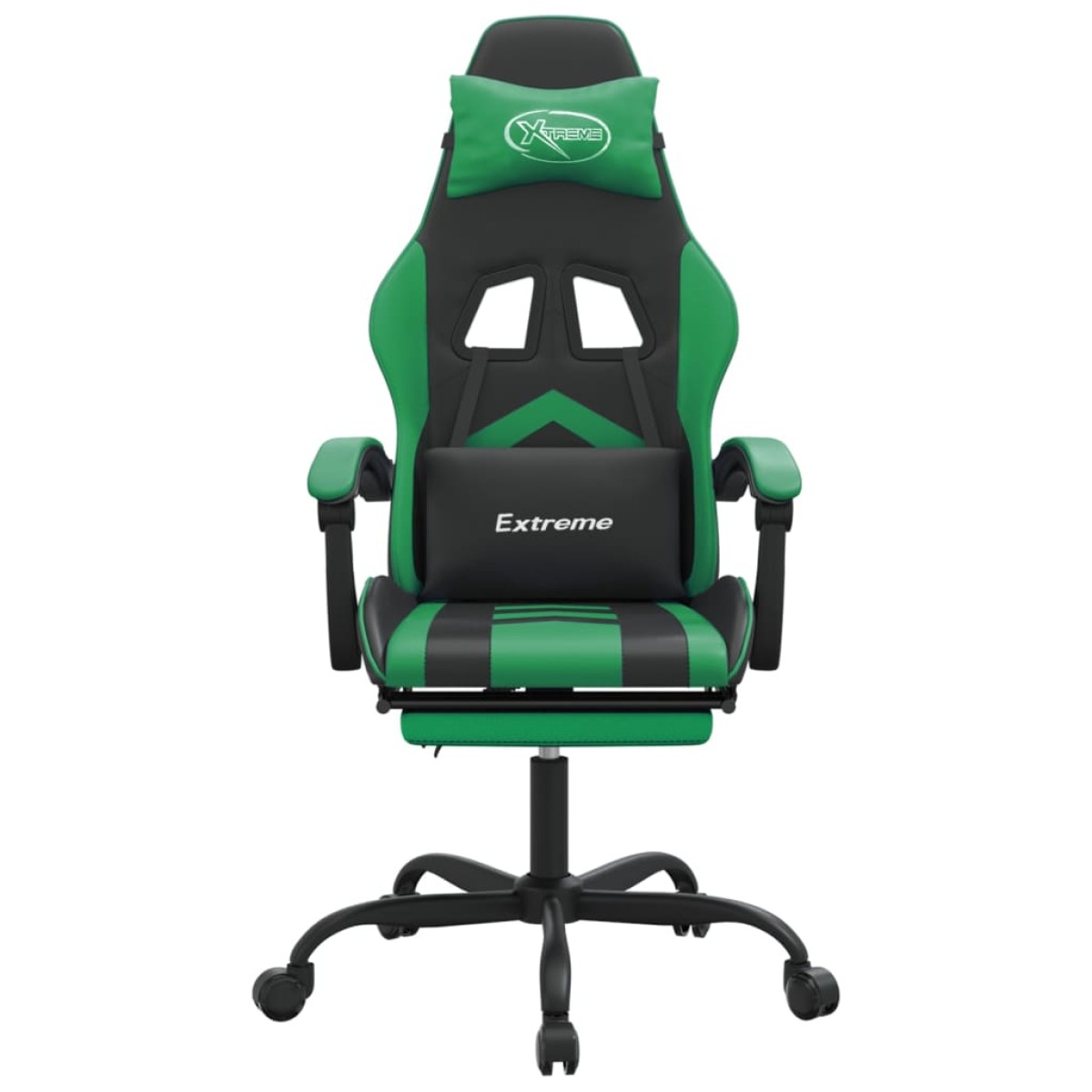 vidaXL Καρέκλα Gaming Περιστρ. Υποπόδιο Μαύρο/Πράσινο Συνθετικό Δέρμα