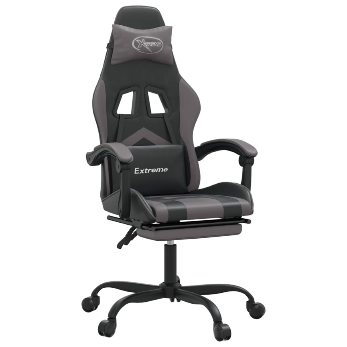 vidaXL Καρέκλα Gaming Περιστρ. Υποπόδιο Μαύρο&Γκρι Συνθετικό Δέρμα