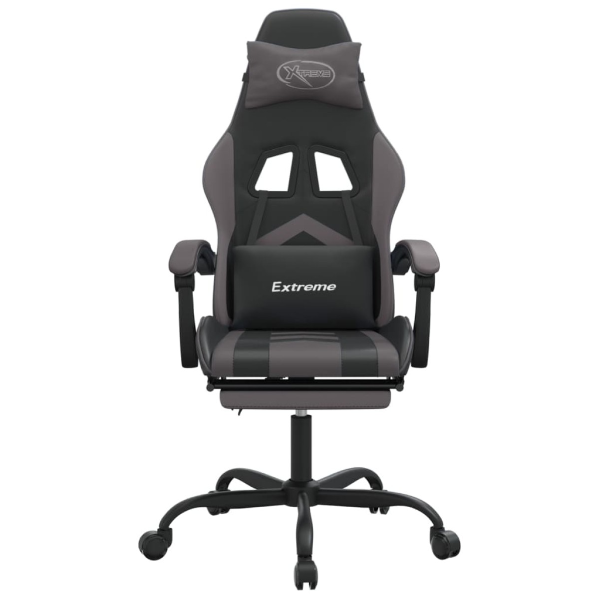 vidaXL Καρέκλα Gaming Περιστρ. Υποπόδιο Μαύρο&Γκρι Συνθετικό Δέρμα
