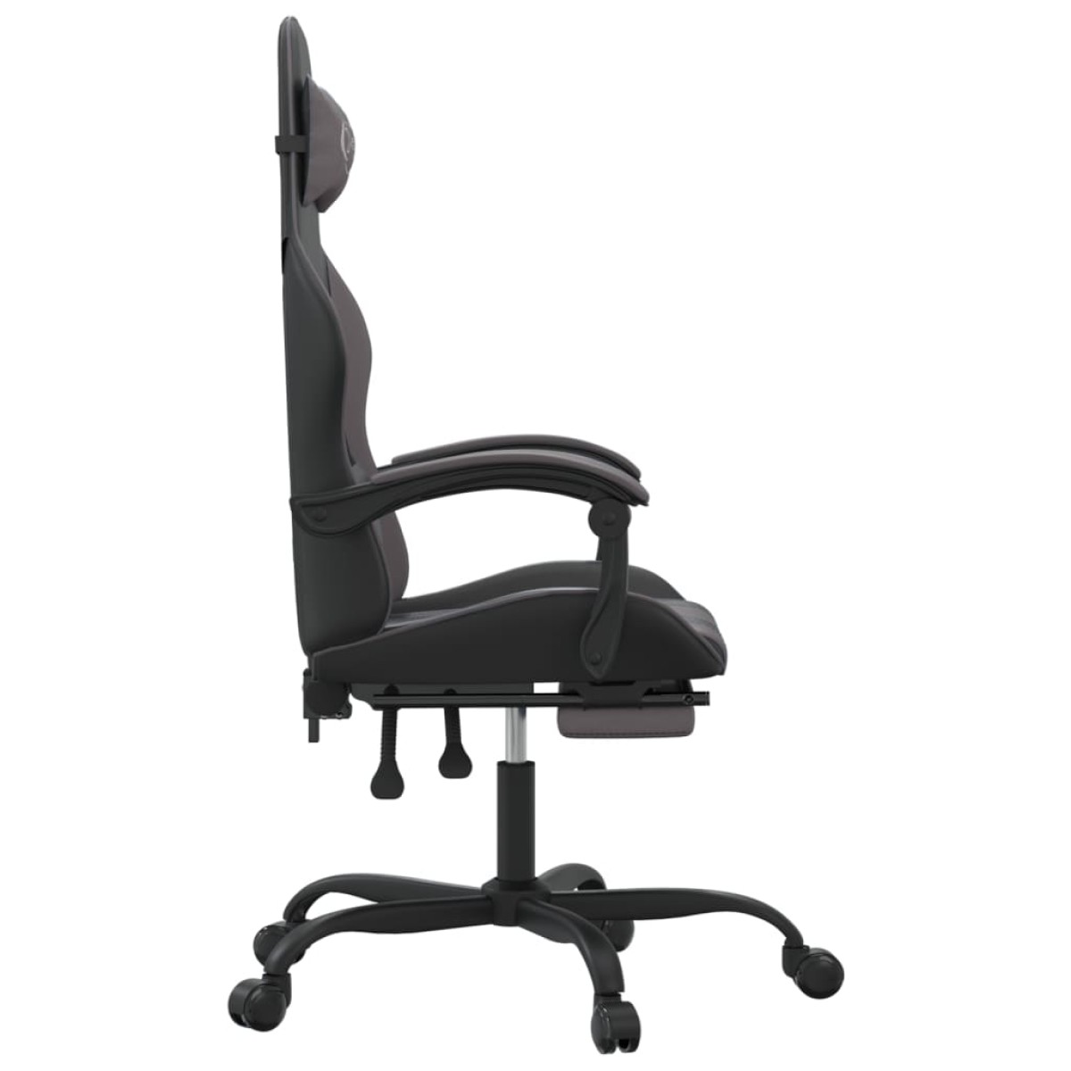 vidaXL Καρέκλα Gaming Περιστρ. Υποπόδιο Μαύρο&Γκρι Συνθετικό Δέρμα