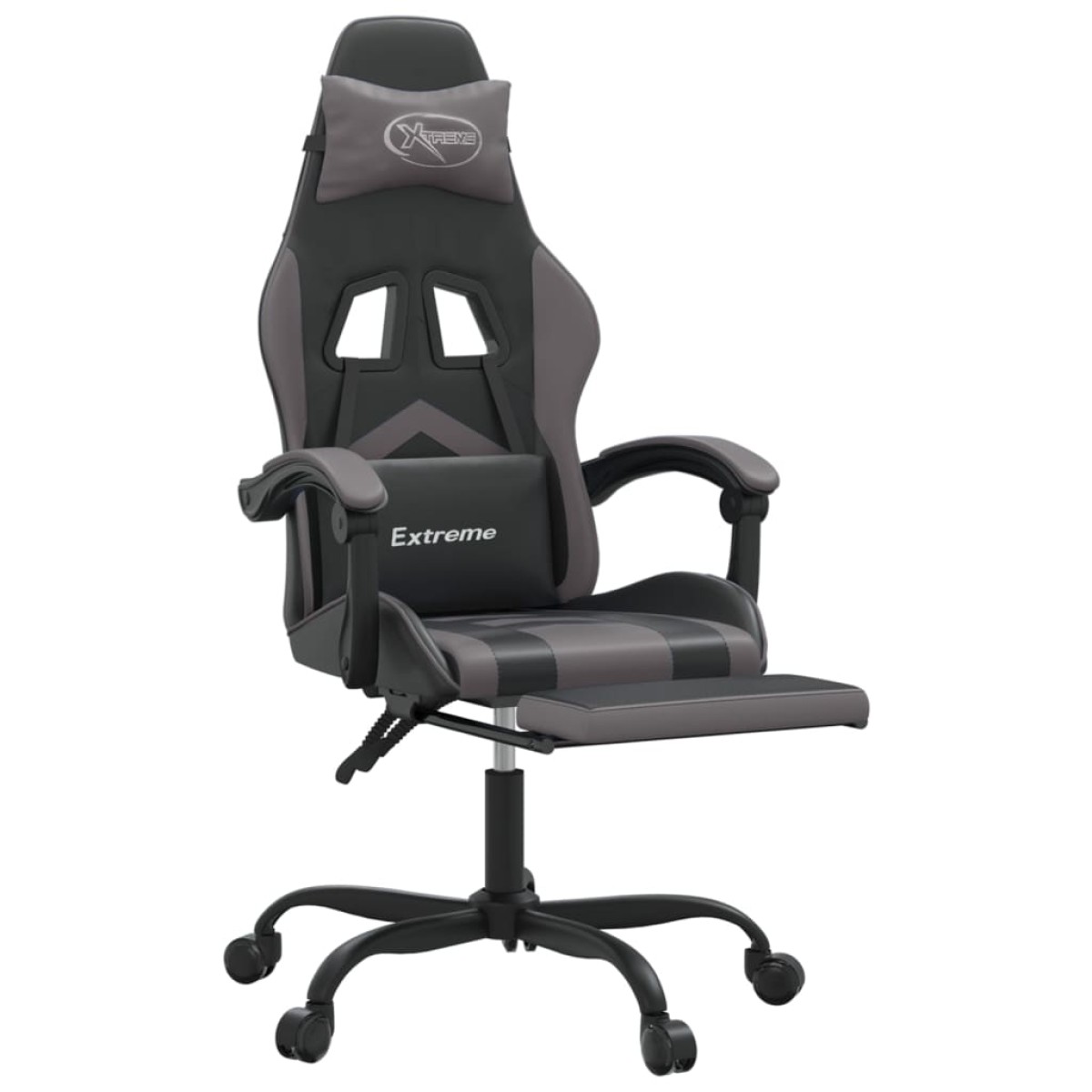 vidaXL Καρέκλα Gaming Περιστρ. Υποπόδιο Μαύρο&Γκρι Συνθετικό Δέρμα
