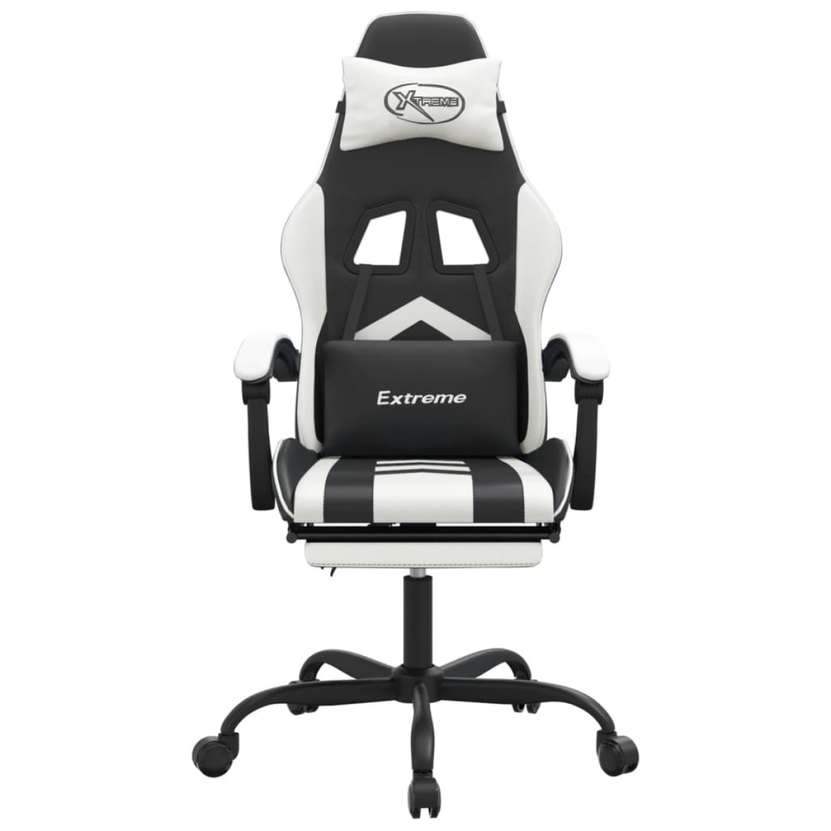 vidaXL Καρέκλα Gaming Περιστρ. Υποπόδιο Μαύρο άσπρο Συνθετικό Δέρμα