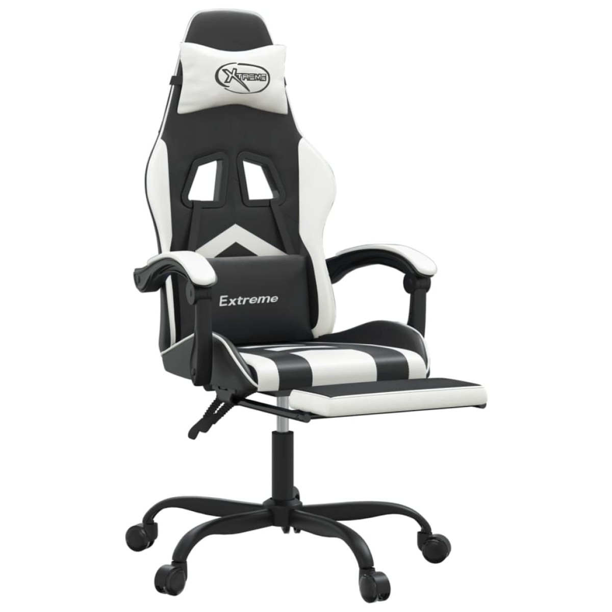 vidaXL Καρέκλα Gaming Περιστρ. Υποπόδιο Μαύρο άσπρο Συνθετικό Δέρμα