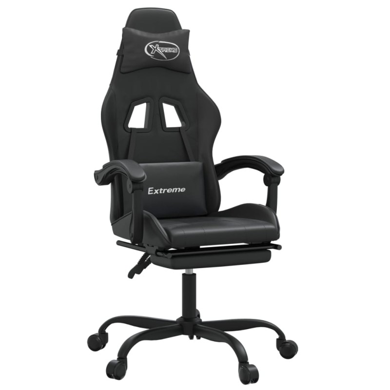 vidaXL Καρέκλα Gaming Περιστρ. Υποπόδιο Μαύρο Συνθετικό Δέρμα