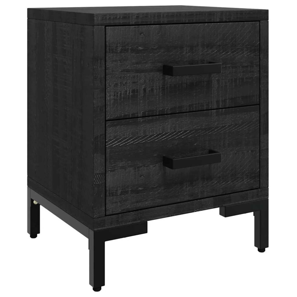 vidaXL Κομοδίνο Μαύρο 36 x 30 x 45 εκ. από Μασίφ Ξύλο Πεύκου