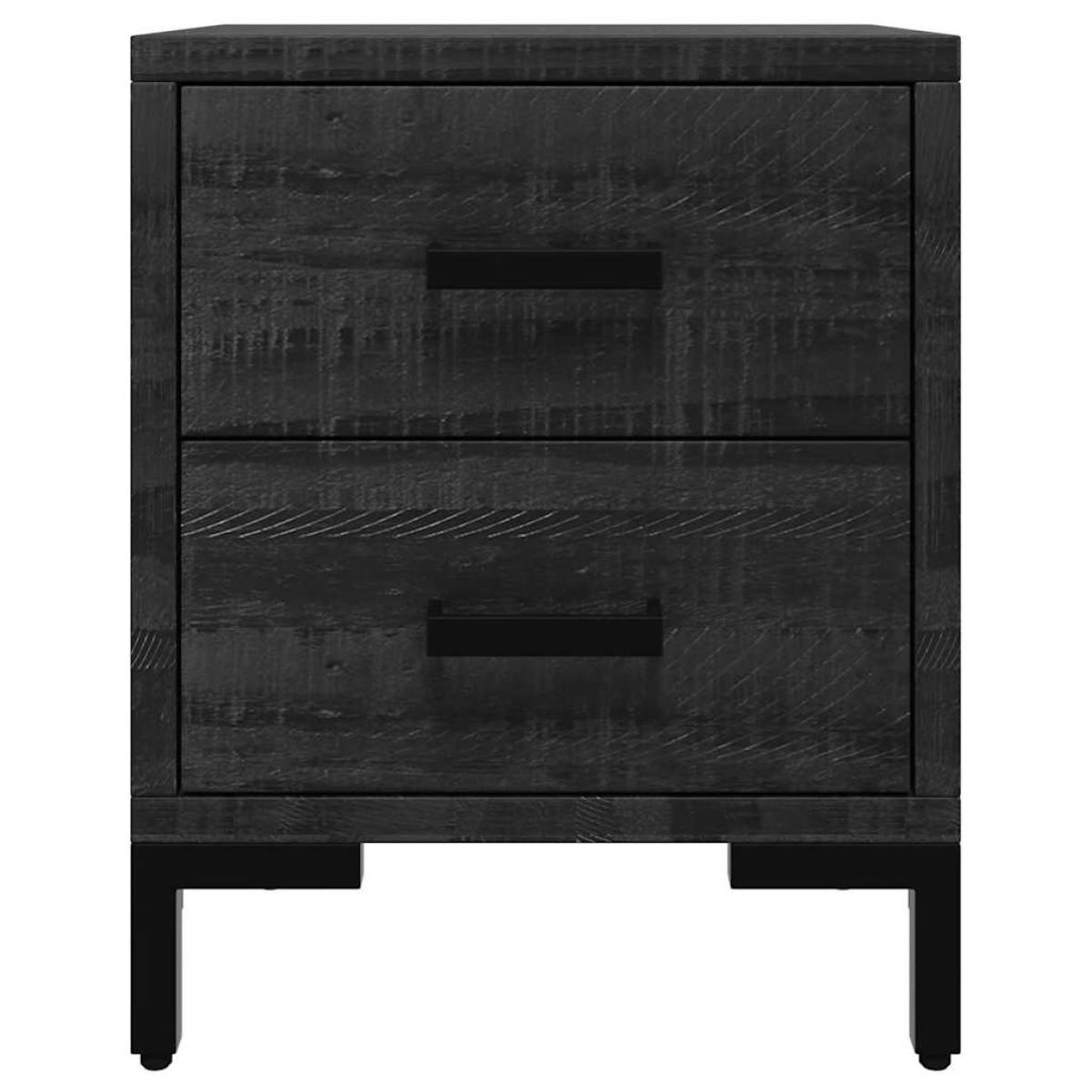 vidaXL Κομοδίνο Μαύρο 36 x 30 x 45 εκ. από Μασίφ Ξύλο Πεύκου