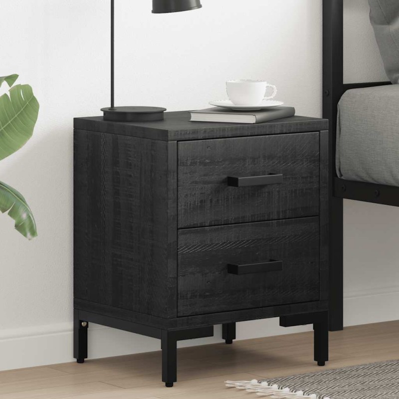 vidaXL Κομοδίνο Μαύρο 36 x 30 x 45 εκ. από Μασίφ Ξύλο Πεύκου