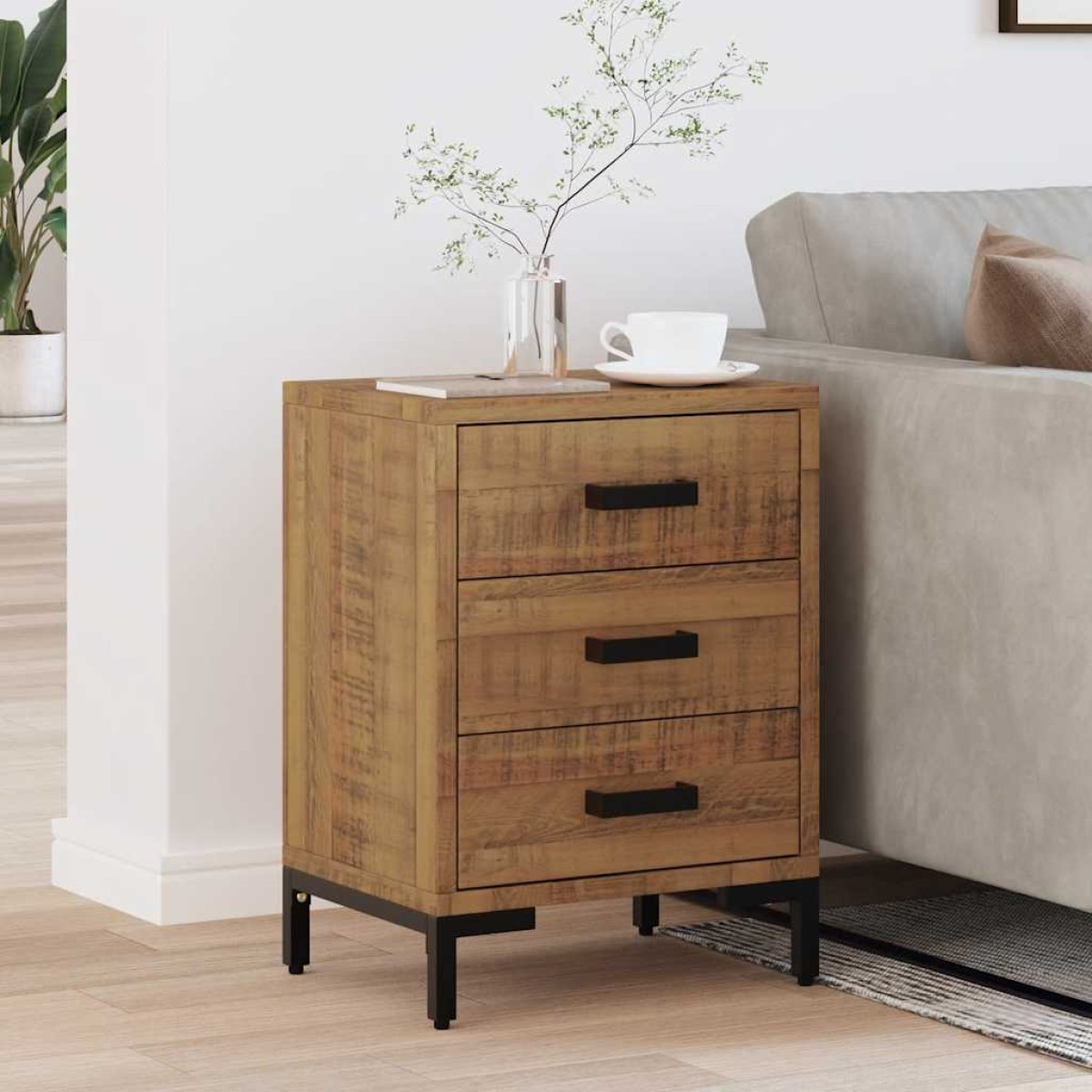 vidaXL Κομοδίνο Καφέ 40 x 30 x 55 εκ. από Μασίφ Ξύλο Πεύκου