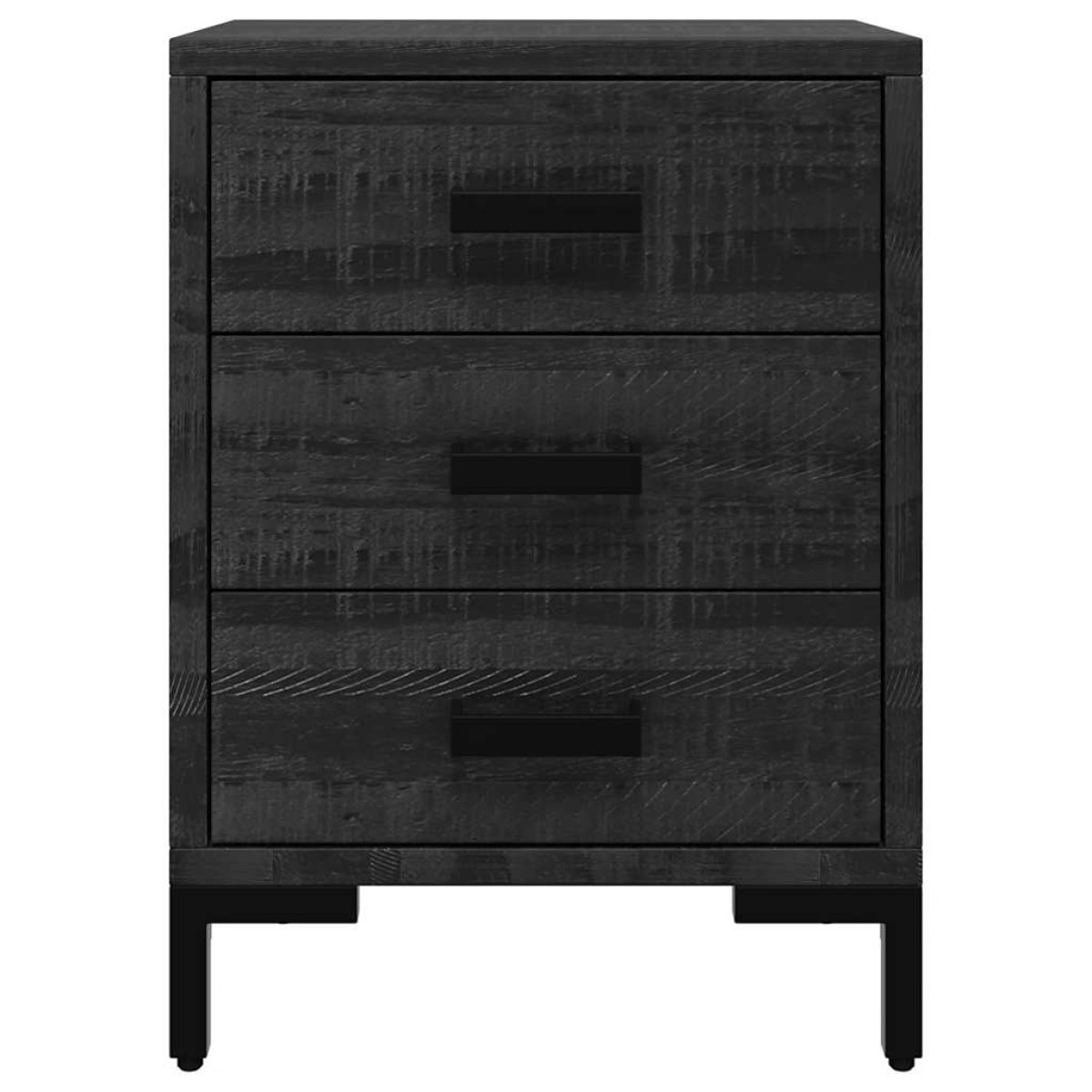 vidaXL Κομοδίνο Μαύρο 40 x 30 x 55 εκ. από Μασίφ Ξύλο Πεύκου