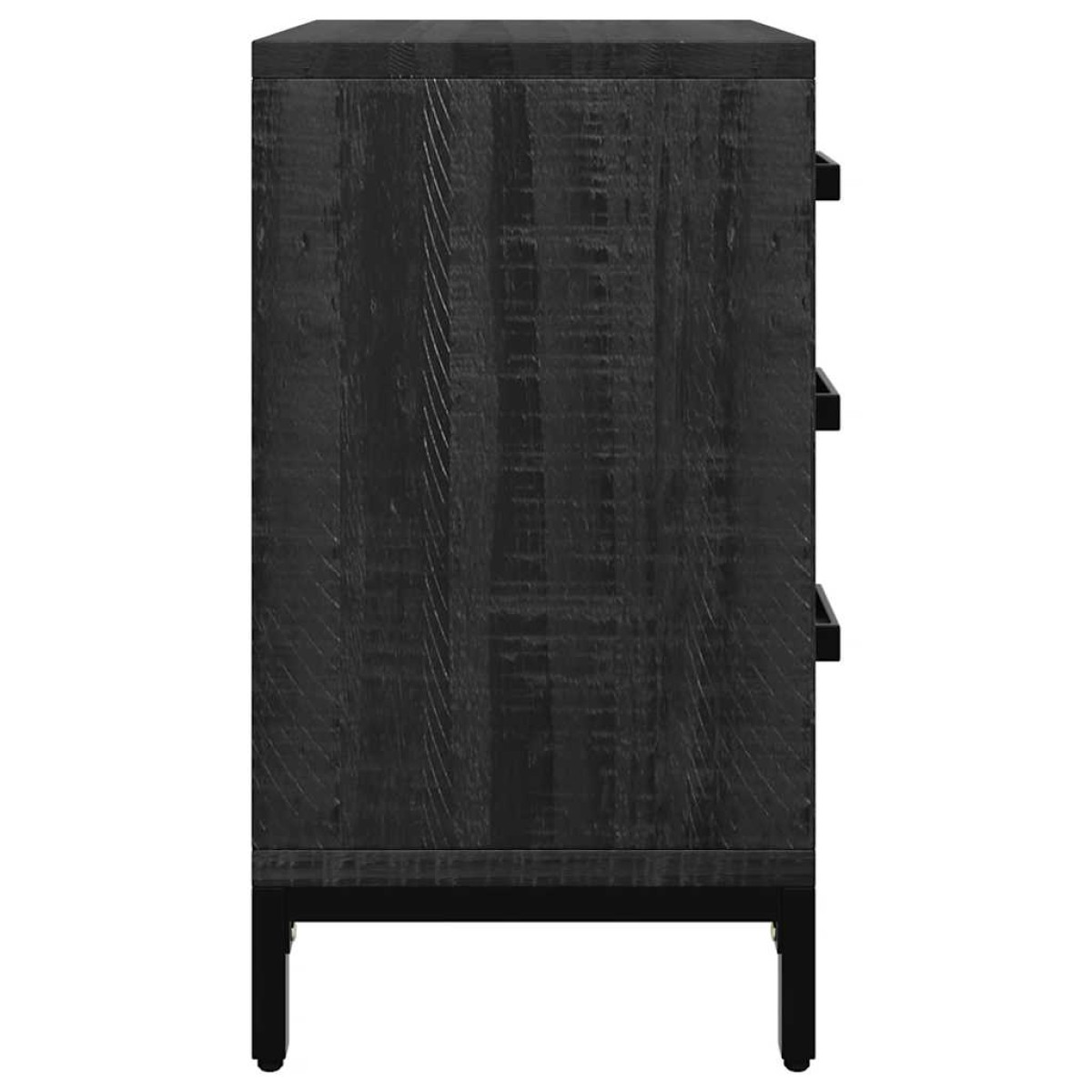 vidaXL Κομοδίνο Μαύρο 40 x 30 x 55 εκ. από Μασίφ Ξύλο Πεύκου