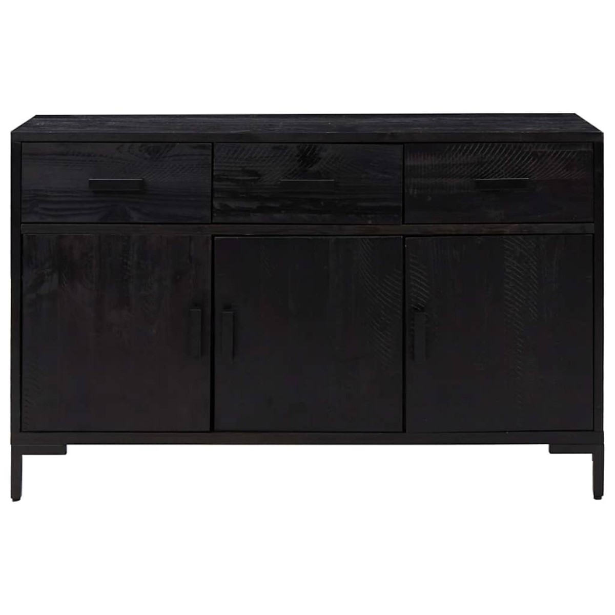 vidaXL Ντουλάπι Μαύρο 110 x 35 x 70 εκ. από Μασίφ Ξύλο Πεύκου