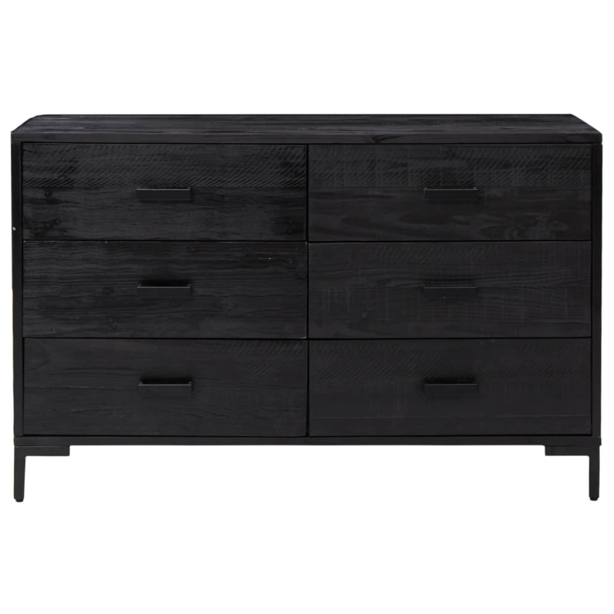 vidaXL Ντουλάπι Μαύρο 110 x 35 x 70 εκ. από Μασίφ Ξύλο Πεύκου