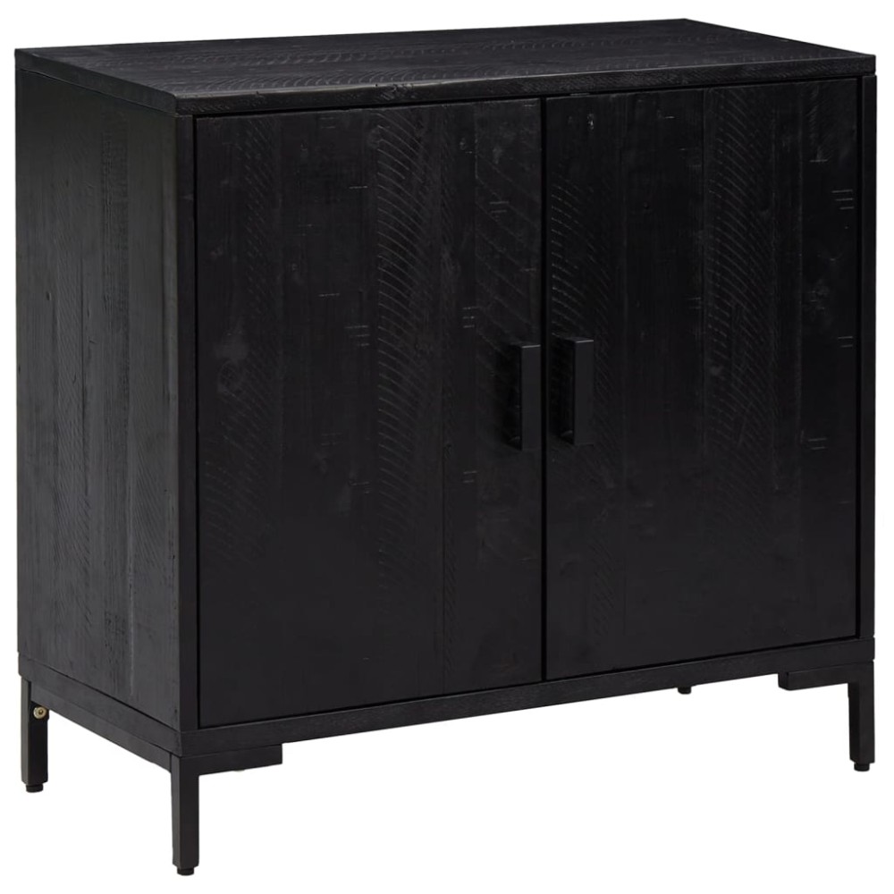 vidaXL Ντουλάπι Μαύρο 75 x 35 x 70 εκ. από Μασίφ Ξύλο Πεύκου