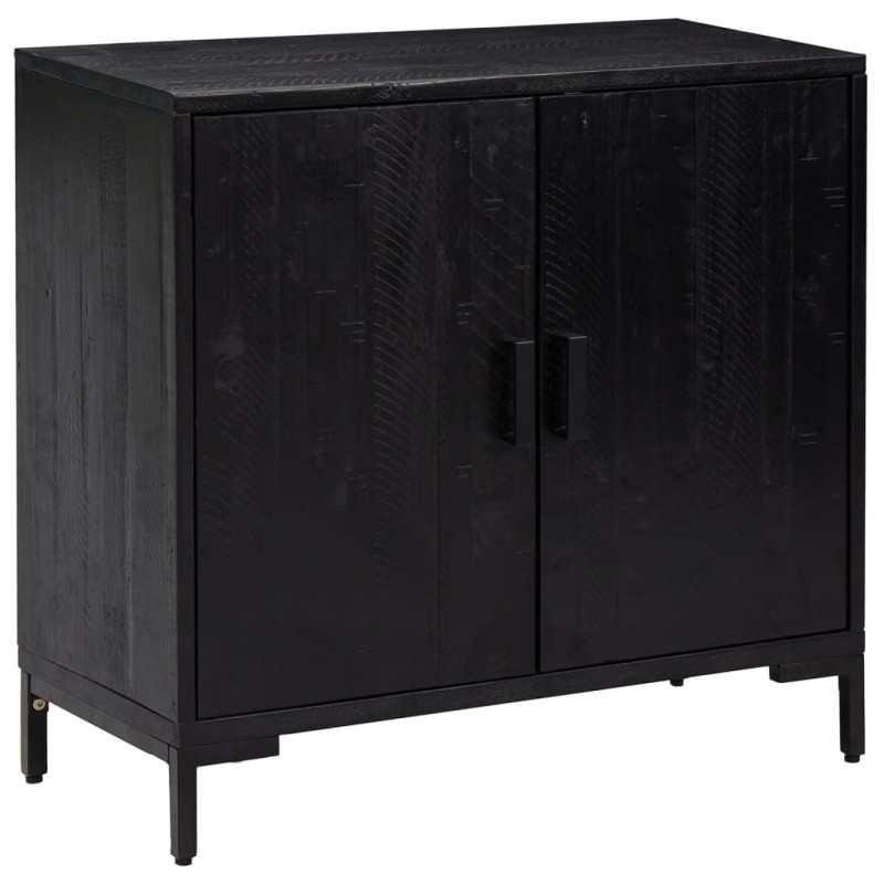 vidaXL Ντουλάπι Μαύρο 75 x 35 x 70 εκ. από Μασίφ Ξύλο Πεύκου