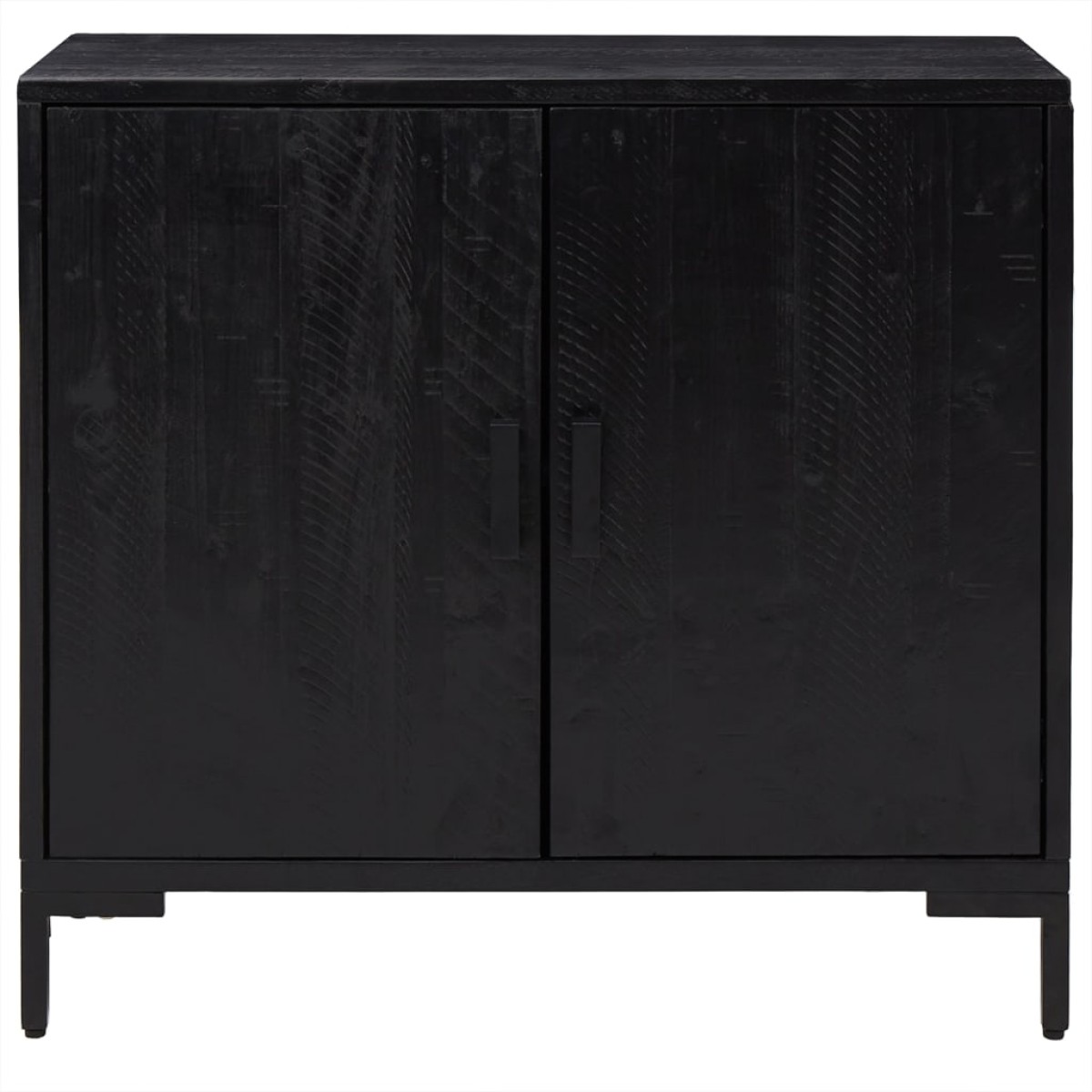 vidaXL Ντουλάπι Μαύρο 75 x 35 x 70 εκ. από Μασίφ Ξύλο Πεύκου