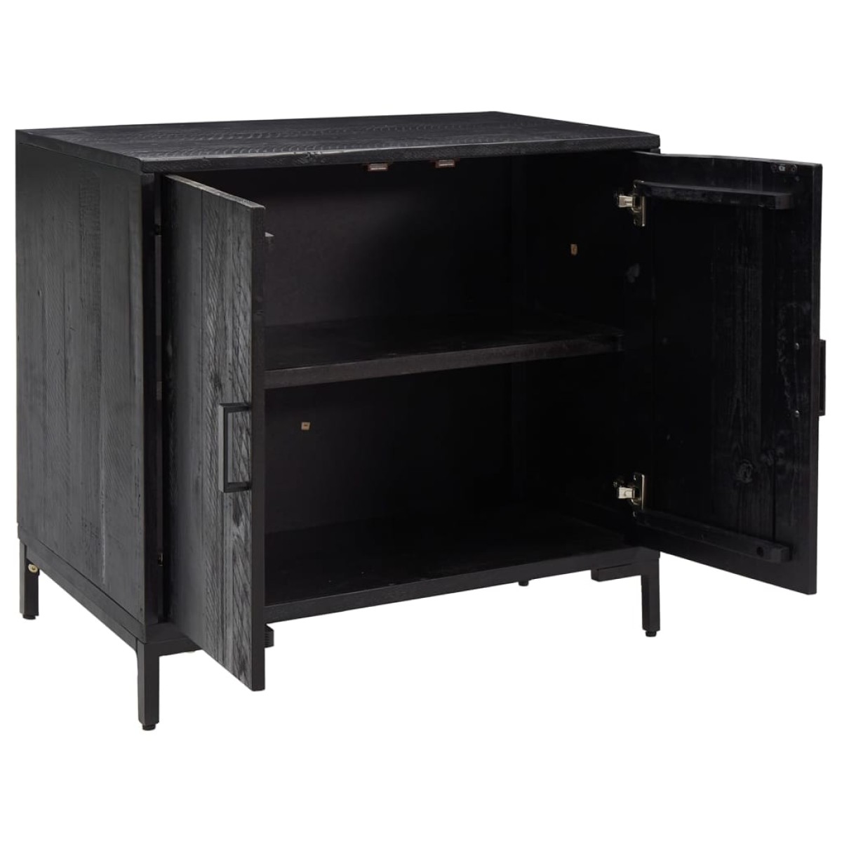 vidaXL Ντουλάπι Μαύρο 75 x 35 x 70 εκ. από Μασίφ Ξύλο Πεύκου