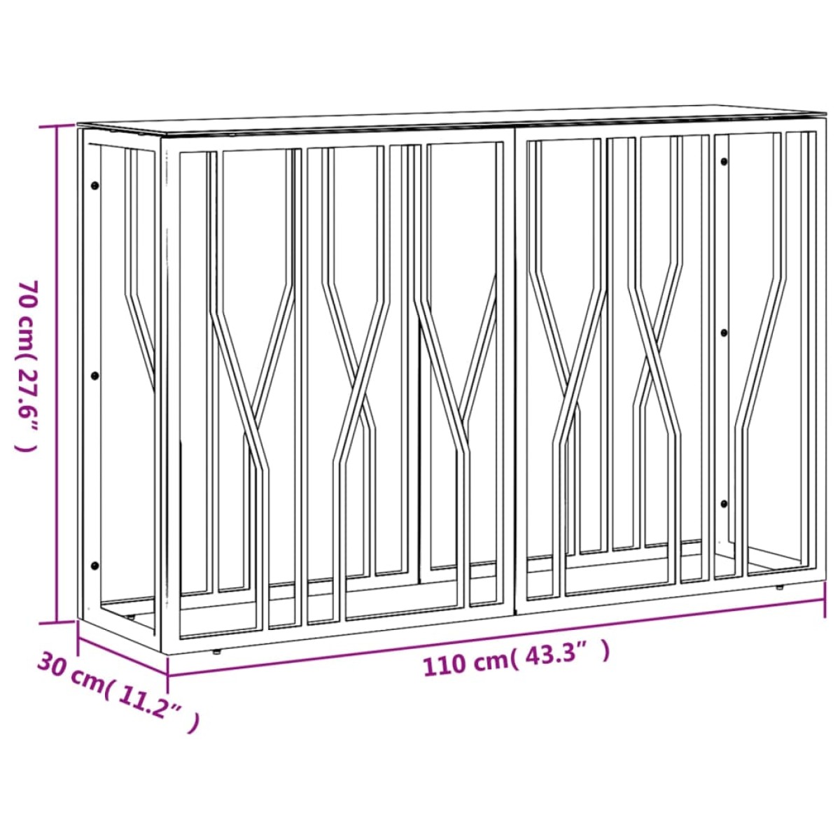 vidaXL Τραπέζι Κονσόλα 110x30x70 εκ. από Ανοξείδωτο Ατσάλι και Γυαλί