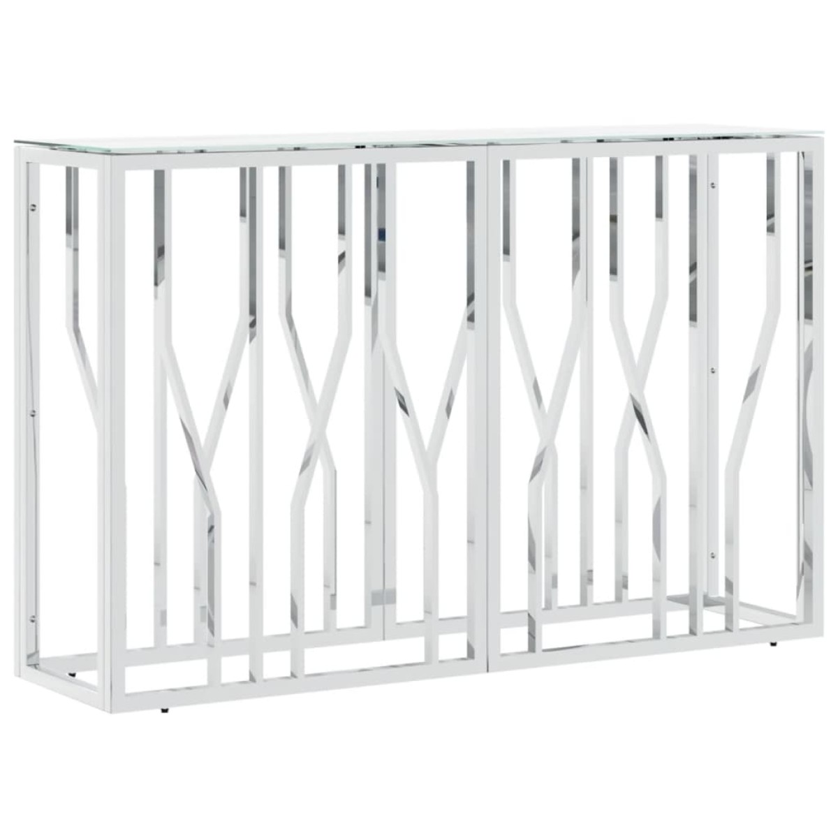 vidaXL Τραπέζι Κονσόλα Ασημί 110x30x70 εκ. Ανοξείδωτο Ατσάλι και Γυαλί
