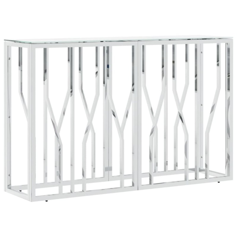 vidaXL Τραπέζι Κονσόλα Ασημί 110x30x70 εκ. Ανοξείδωτο Ατσάλι και Γυαλί