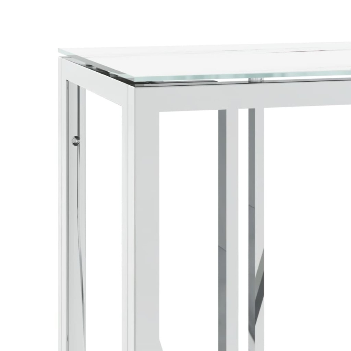 vidaXL Τραπέζι Κονσόλα Ασημί 110x30x70 εκ. Ανοξείδωτο Ατσάλι και Γυαλί
